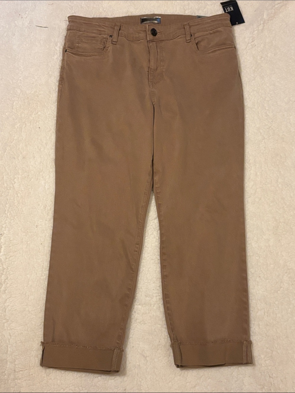 Kut from the Kloth Amy Crop Straight Leg Size 14 Cappuccino
